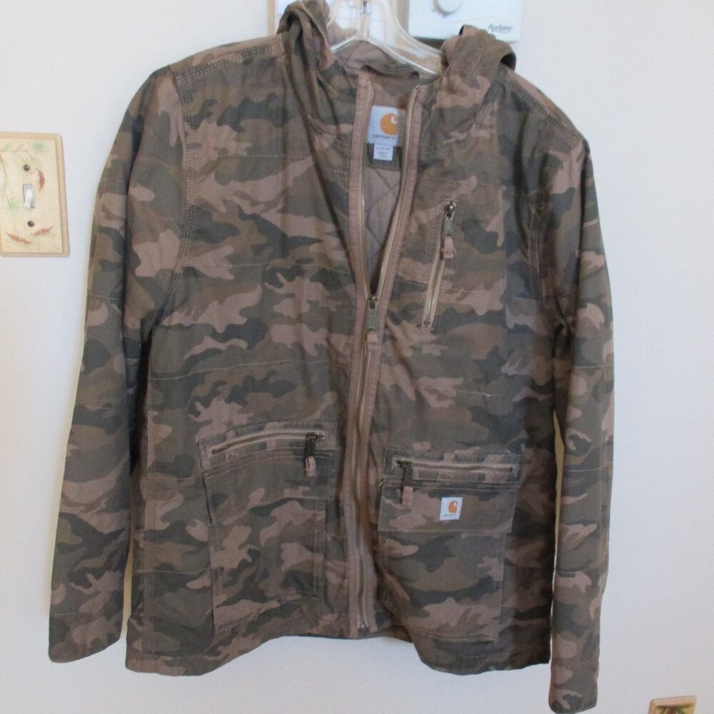 New Carhartt Canvas Quilted Camo Jacket Womens Large